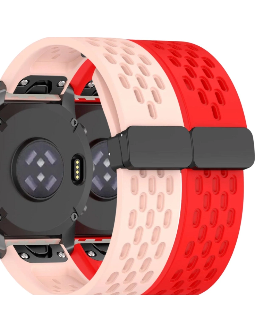 Antiimpacto! - Pack 2x Bracelete SnapFlow para Garmin Descent Mk3i Rosa e Vermelho