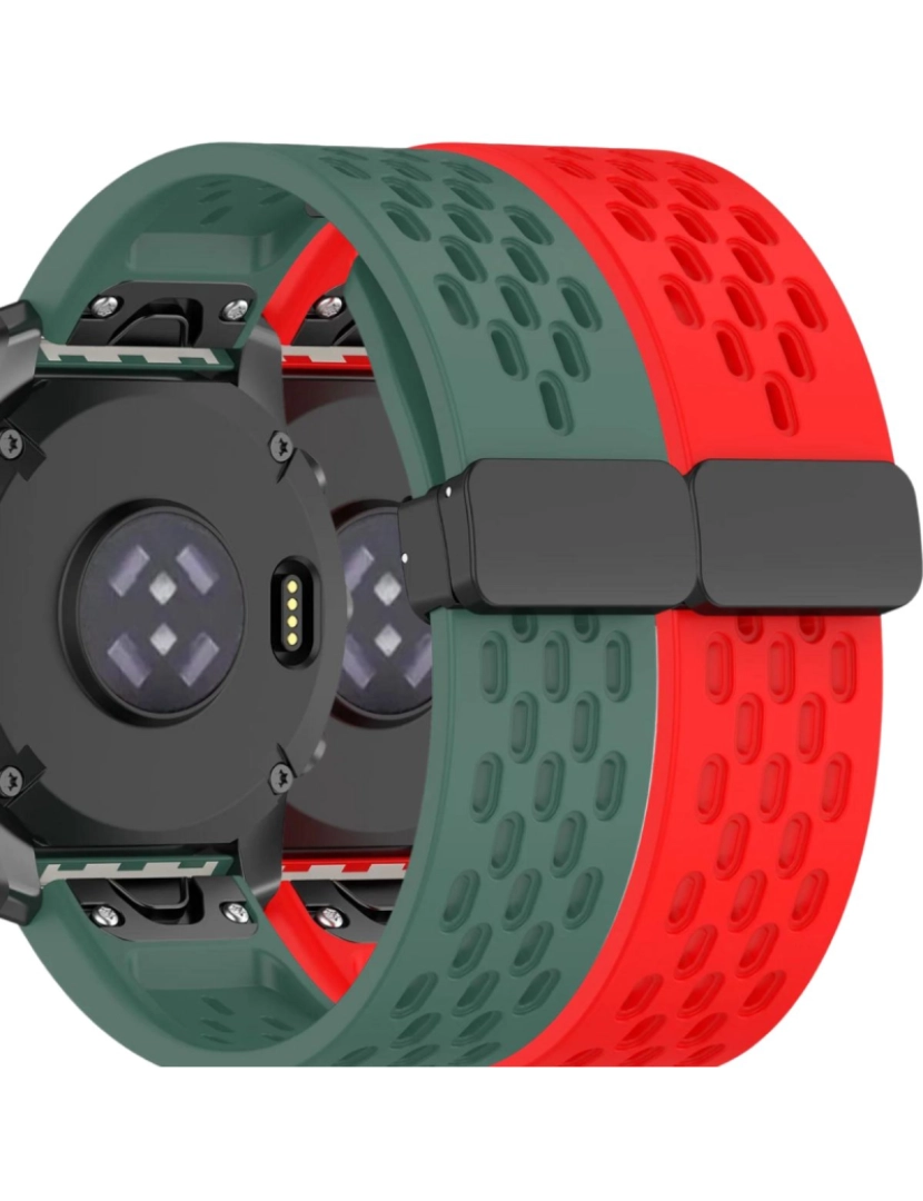 Antiimpacto! - Pack 2x Bracelete SnapFlow para Garmin D2 Mach 1 Pro Verde e Vermelho
