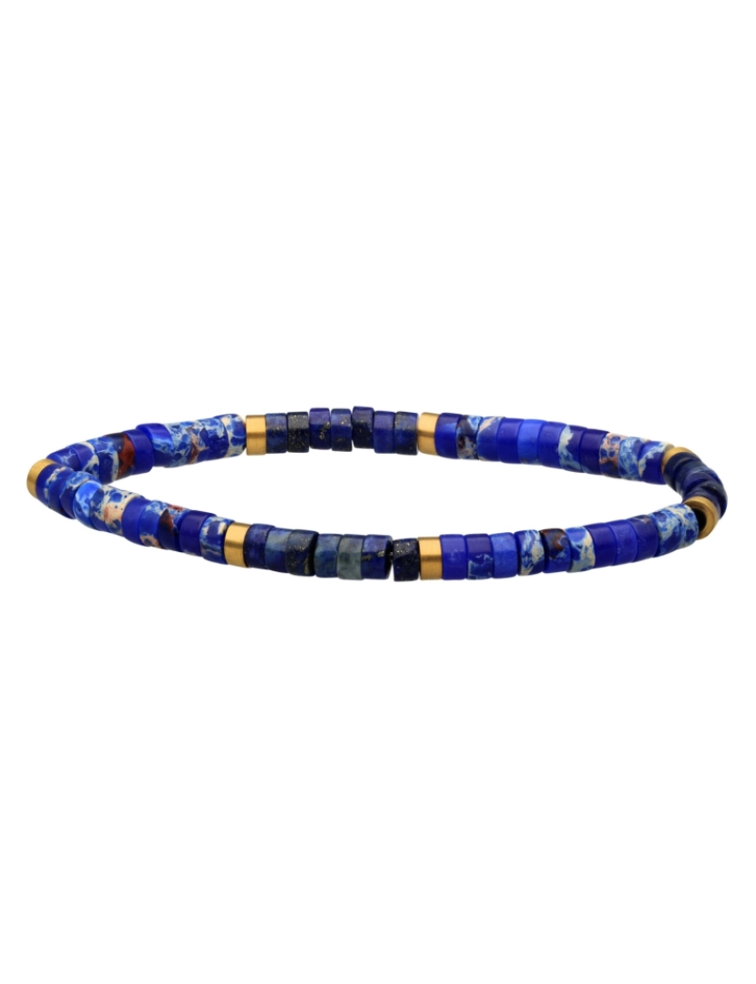 Sixty Stones 60 - Sixtystones Pulseira Heishi 4 Mm Lapis e Contas de Jaspe Imperial Tamanho Pequeno-16cm