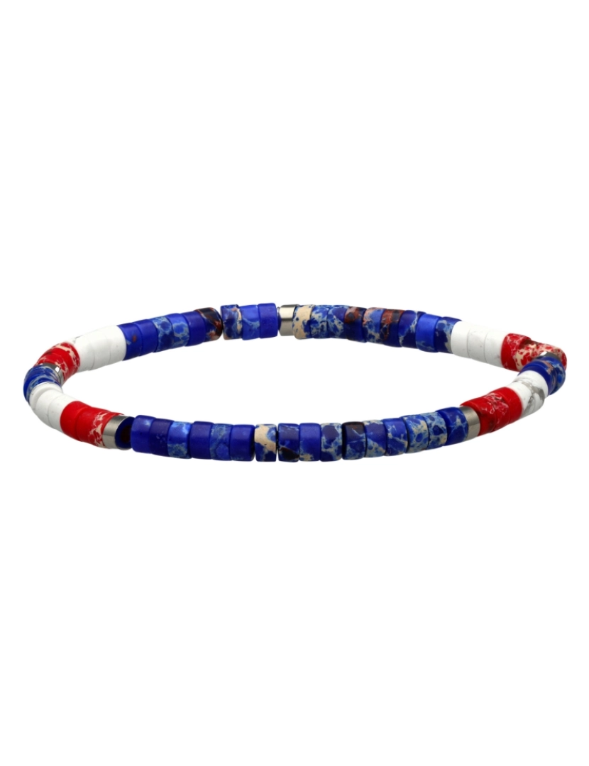 Sixty Stones 60 - Sixtystones Pulseira de contas de jaspe azul e vermelho Heishi 4 Mm Tamanho Pequeno-16cm