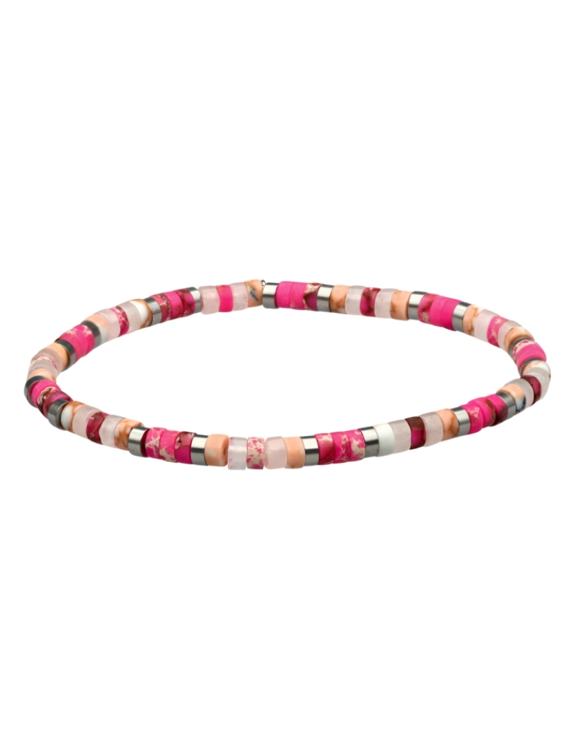 Sixty Stones 60 - Sixtystones Pulseira Heishi 4 Mm Jaspe Roxo e Contas Rosa Imperial Tamanho Pequeno-16cm