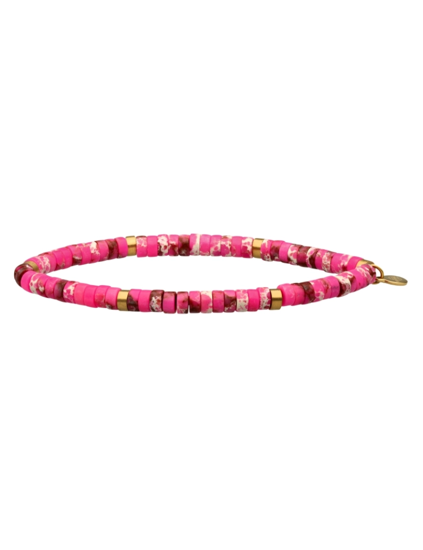 Sixty Stones 60 - Sixtystones Pulseira Heishi 4 Mm Imperial Pink Jasper Beads Tamanho Grande-20cm