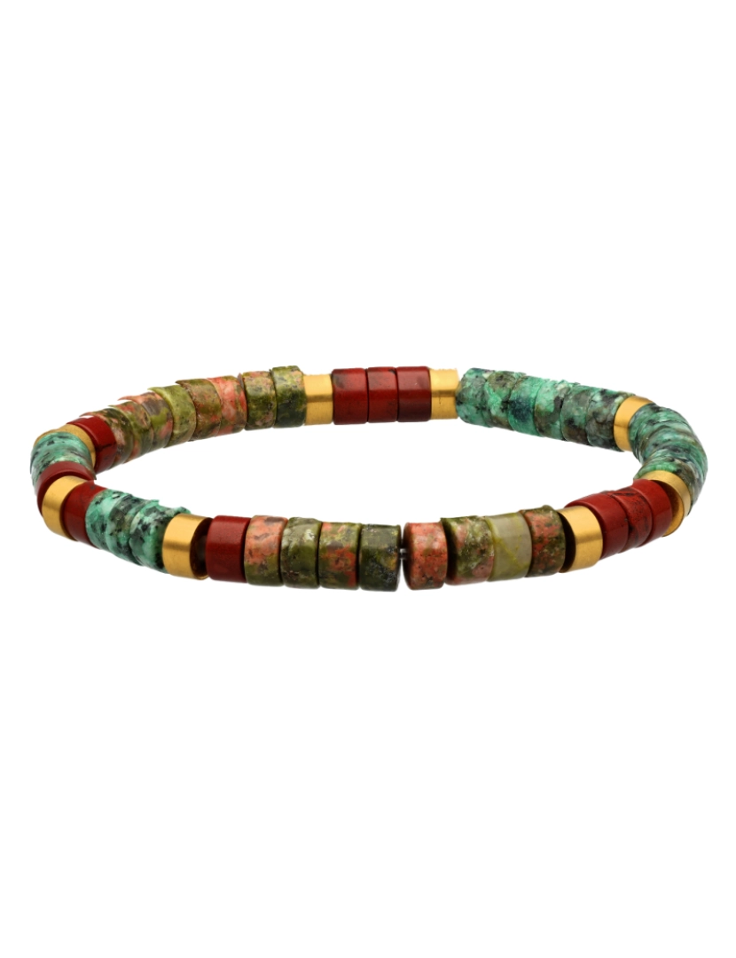 imagem de Sixtystones Pulseira de contas de jaspe vermelho e turquesa Heishi Unakite Tamanho Médio-18cm1