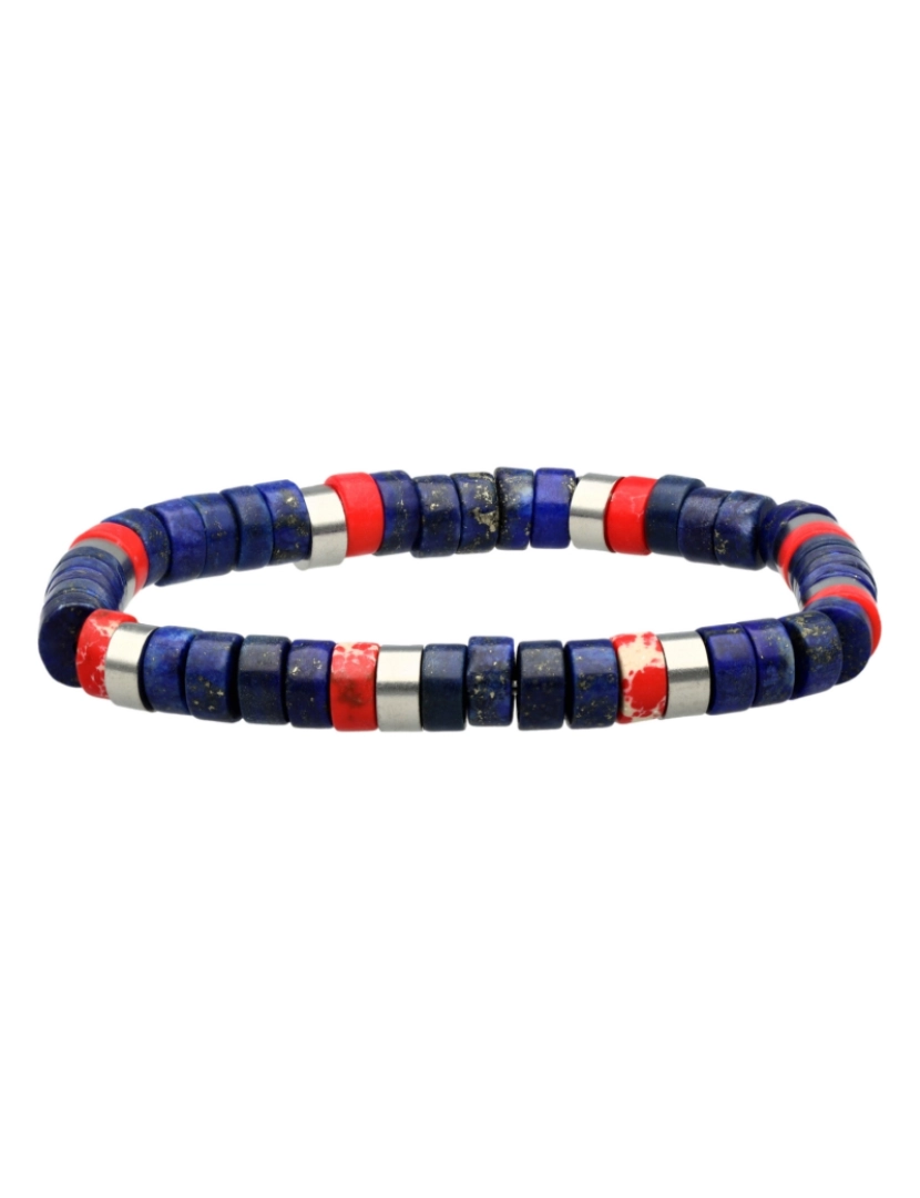 imagem de Sixtystones Pulseira de contas de aço com lapis de 6mm e jaspe vermelho Tamanho Pequeno-16cm1