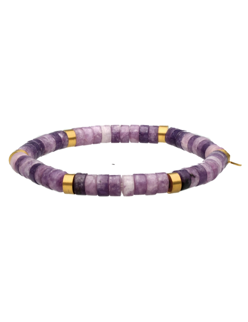 Sixty Stones 60 - Sixtystones Pulseira de contas de chakra de ametista Heishi Tamanho XS-14cm