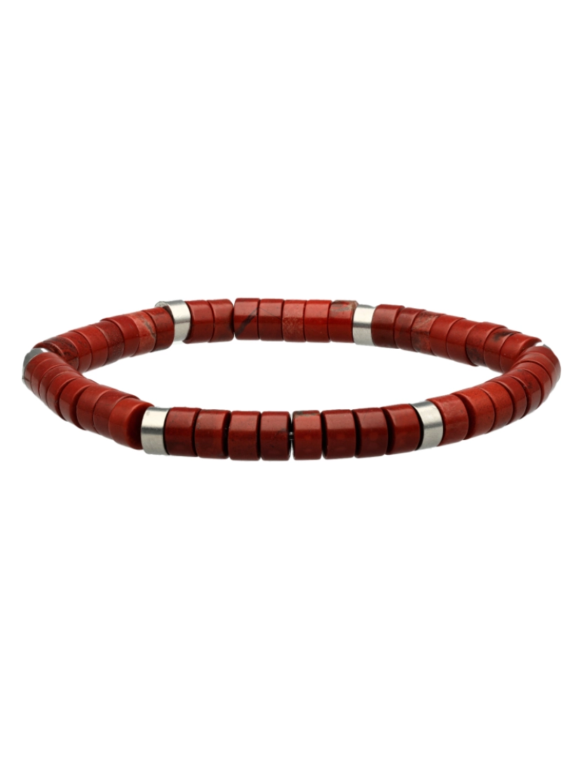 Sixty Stones 60 - Sixtystones Pulseira de contas de chakra de jaspe vermelho Heishi Tamanho XS-14cm