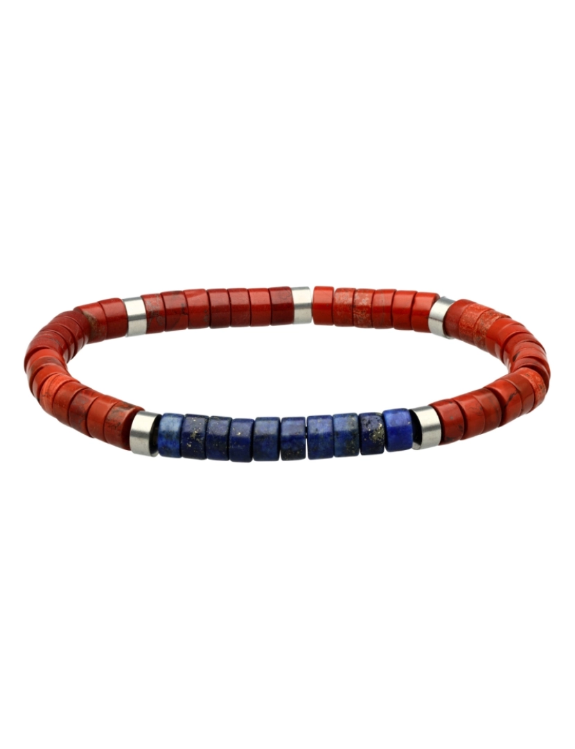 imagem de Sixtystones Pulseira de contas de chakra de lápis-lazúli vermelho Heishi Jasper Cintura  Médio-18cm1