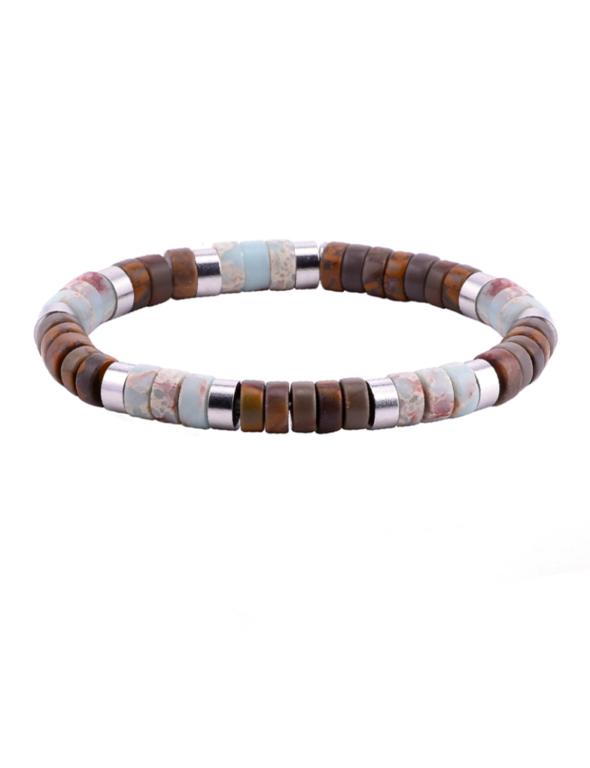 Sixty Stones 60 - Sixtystones Pulseira de contas de olho de tigre azul oceano imperial Heishi Jasper Tamanho Grande-20cm