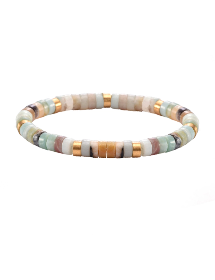 Sixty Stones 60 - Sixtystones Pulseira de pérolas Heishi Amazonite Tamanho Grande-20cm