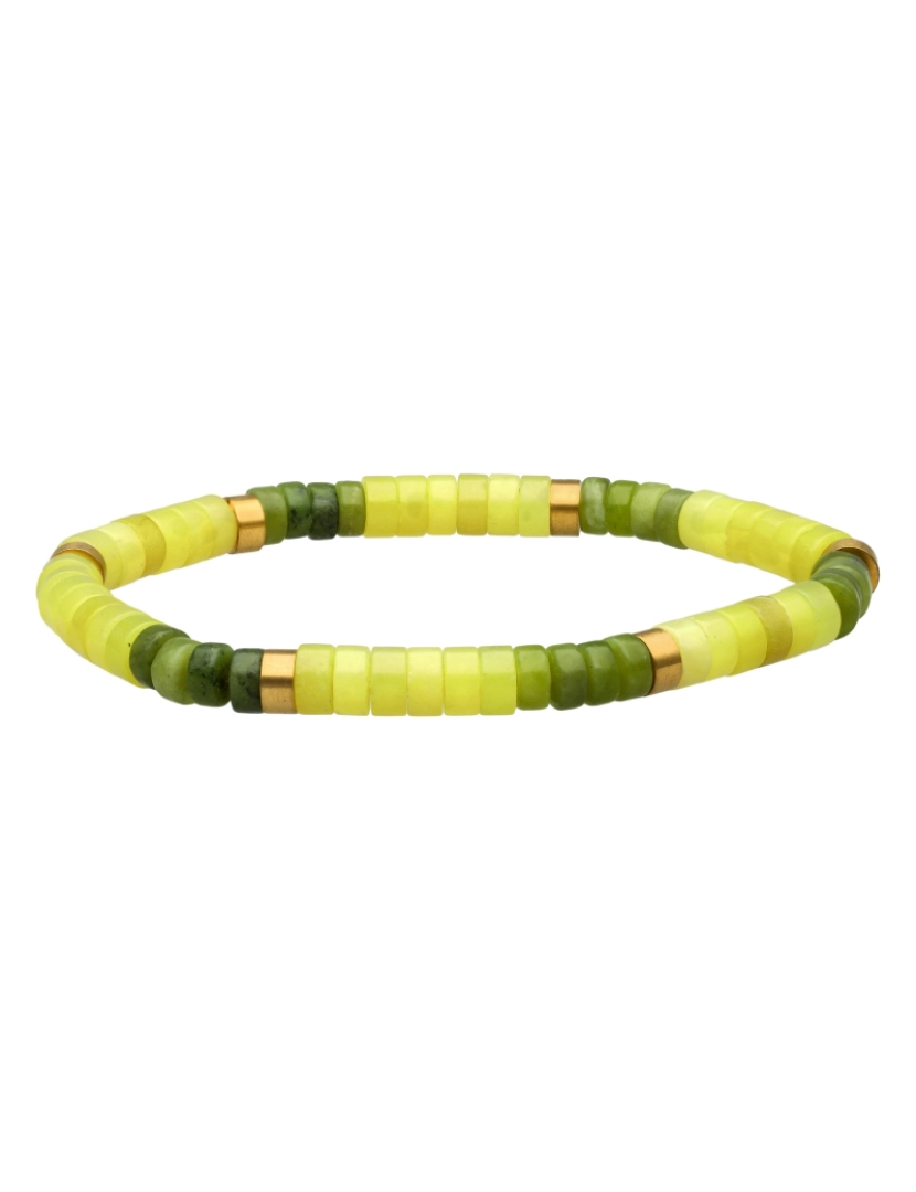 Sixty Stones 60 - Sixtystones Pulseira de contas Heishi em jaspe amarelo e jaspe verde Tamanho XS-14cm