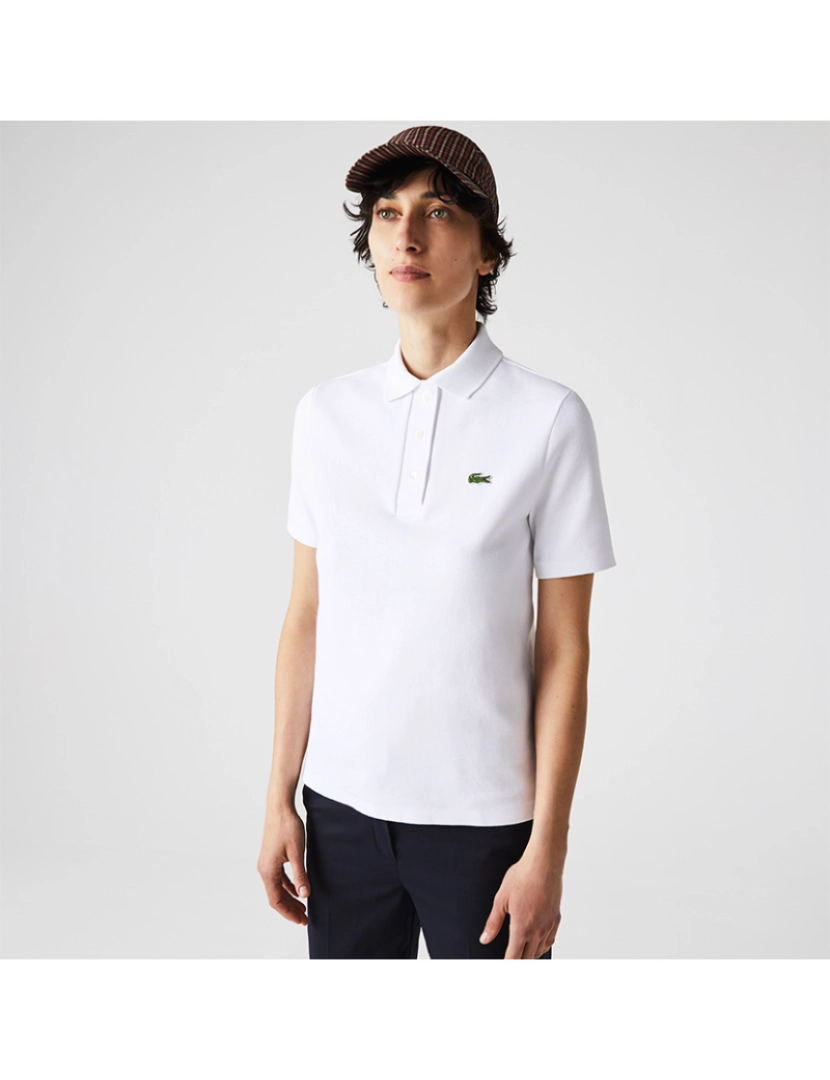 Lacoste - Polo De Ajuste Regular Para Mulher Em Algodão Orgânico Com Riscas Branco