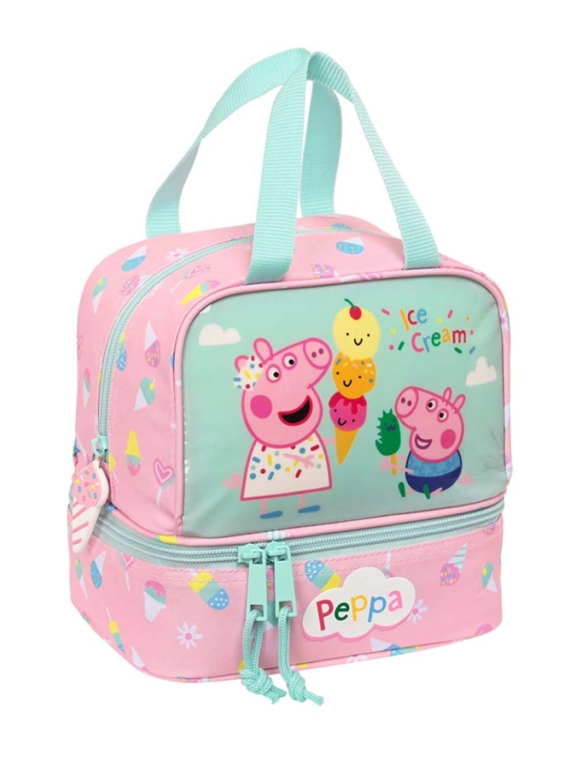 Peppa - Lancheira Térmica Peppa Pig Sorvete Rosa Menta 20 x 20 x 15 cm