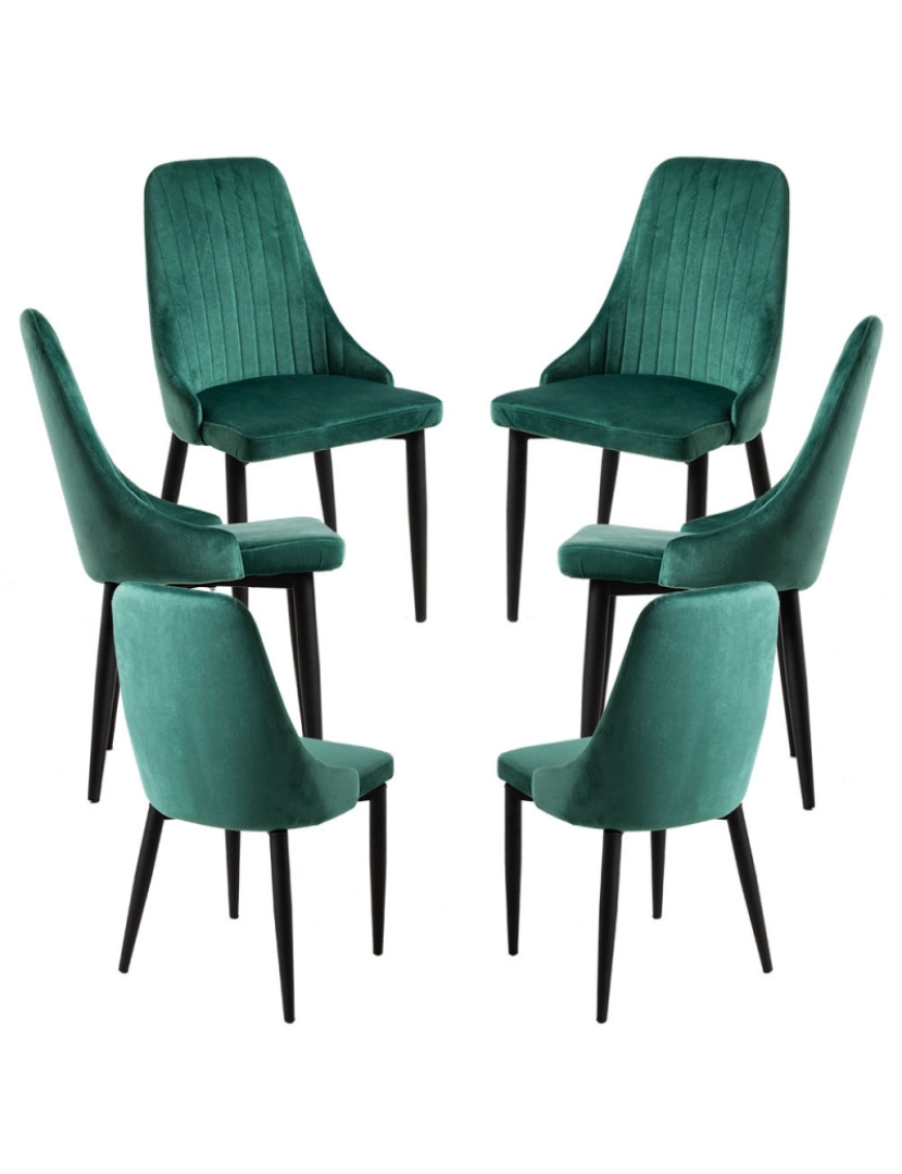 Presentes Miguel - Pack 6 Cadeiras Kan Veludo - Verde