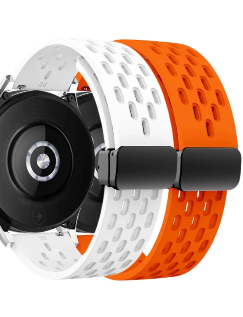 imagem de Pack 2x Bracelete SnapFlow para Garmin Forerunner 165 Branco e Laranja1