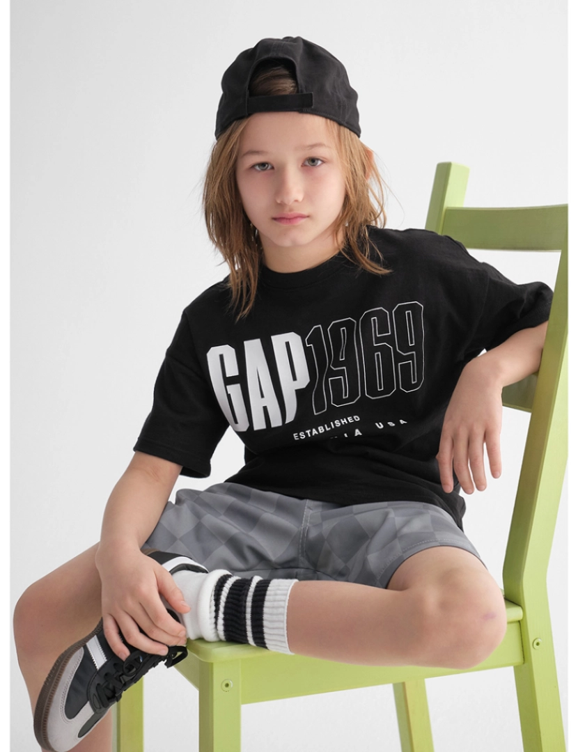 GAP - T-shirt Manga Curta Rapaz Preto