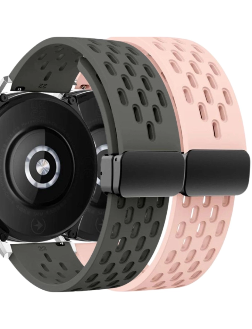 Antiimpacto! - Pack 2x Bracelete SnapFlow para Garmin Forerunner 255S Cinzento e Rosa