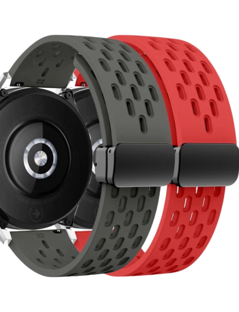 Antiimpacto! - Pack 2x Bracelete SnapFlow para Garmin Forerunner 255S Cinzento e Vermelho