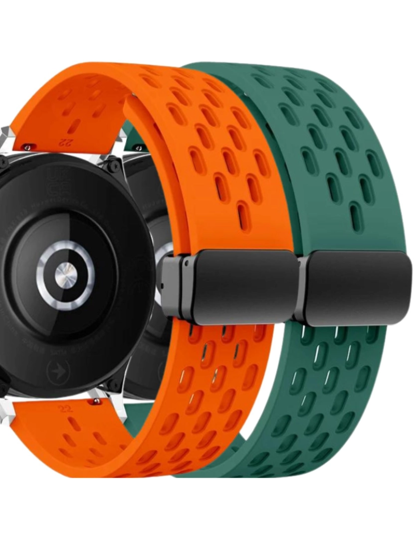 imagem de Pack 2x Bracelete SnapFlow para Garmin Vivoactive 4S Laranja e Verde1