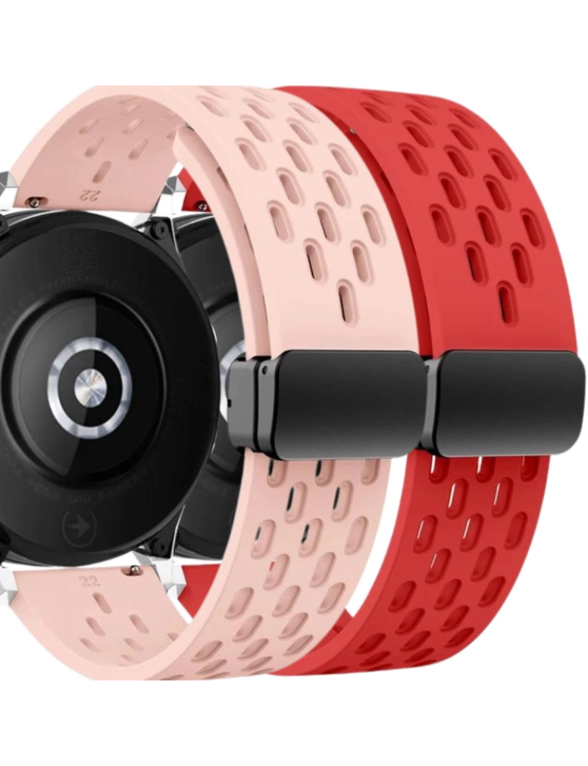 Antiimpacto! - Pack 2x Bracelete SnapFlow para Garmin Venu Sq 2 music Edition Rosa e Vermelho