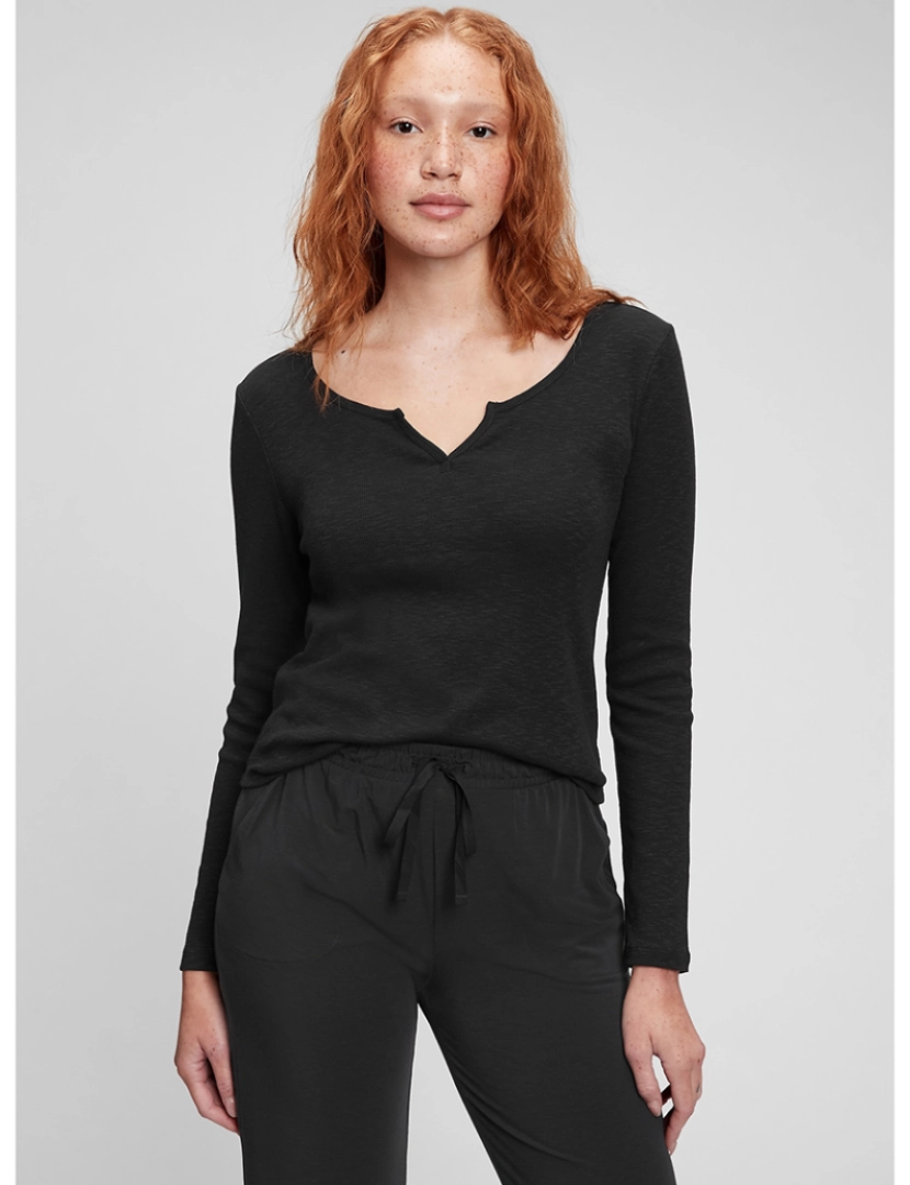 GAP - T-shirt com Mangas Senhora Preto