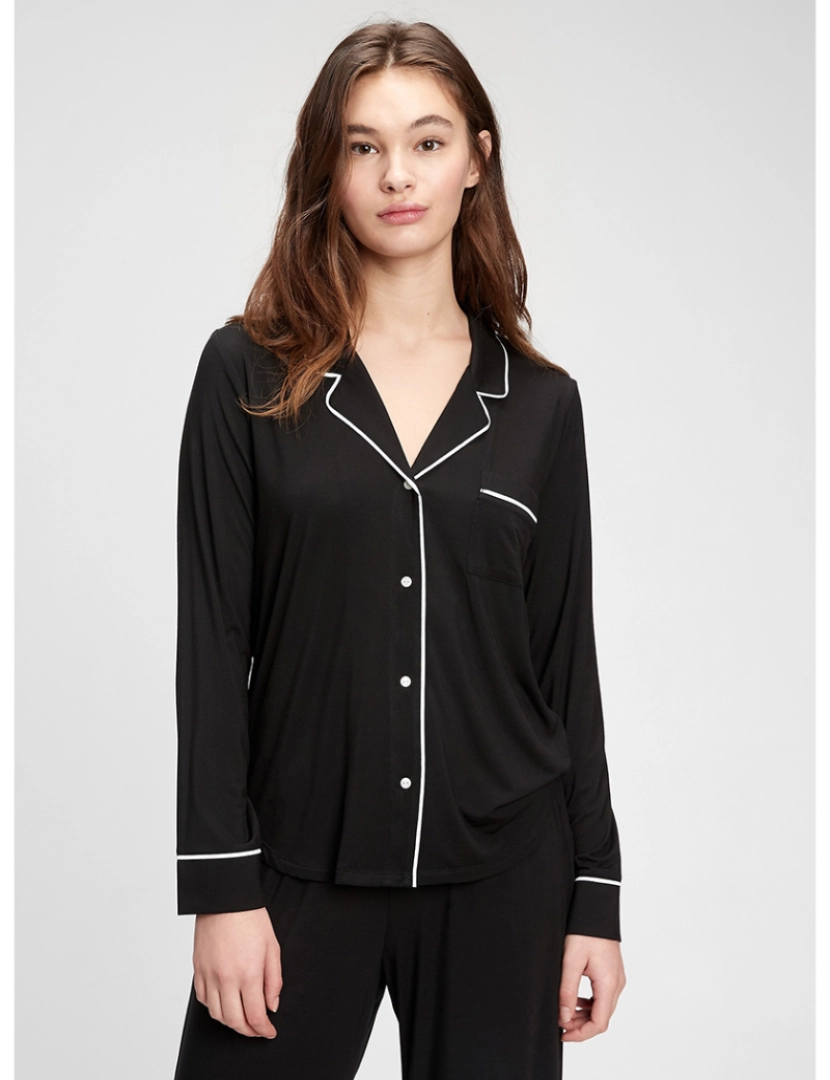 GAP - Camisa Manga Comprida Senhora Preto