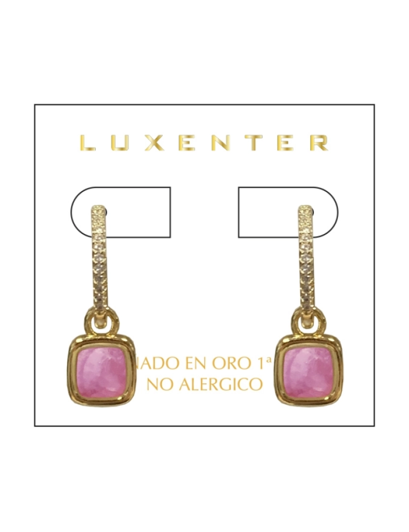 imagem de Brincos Luxenter com Cristal Rosa com acabamento em ouro amarelo 18K - Liw2