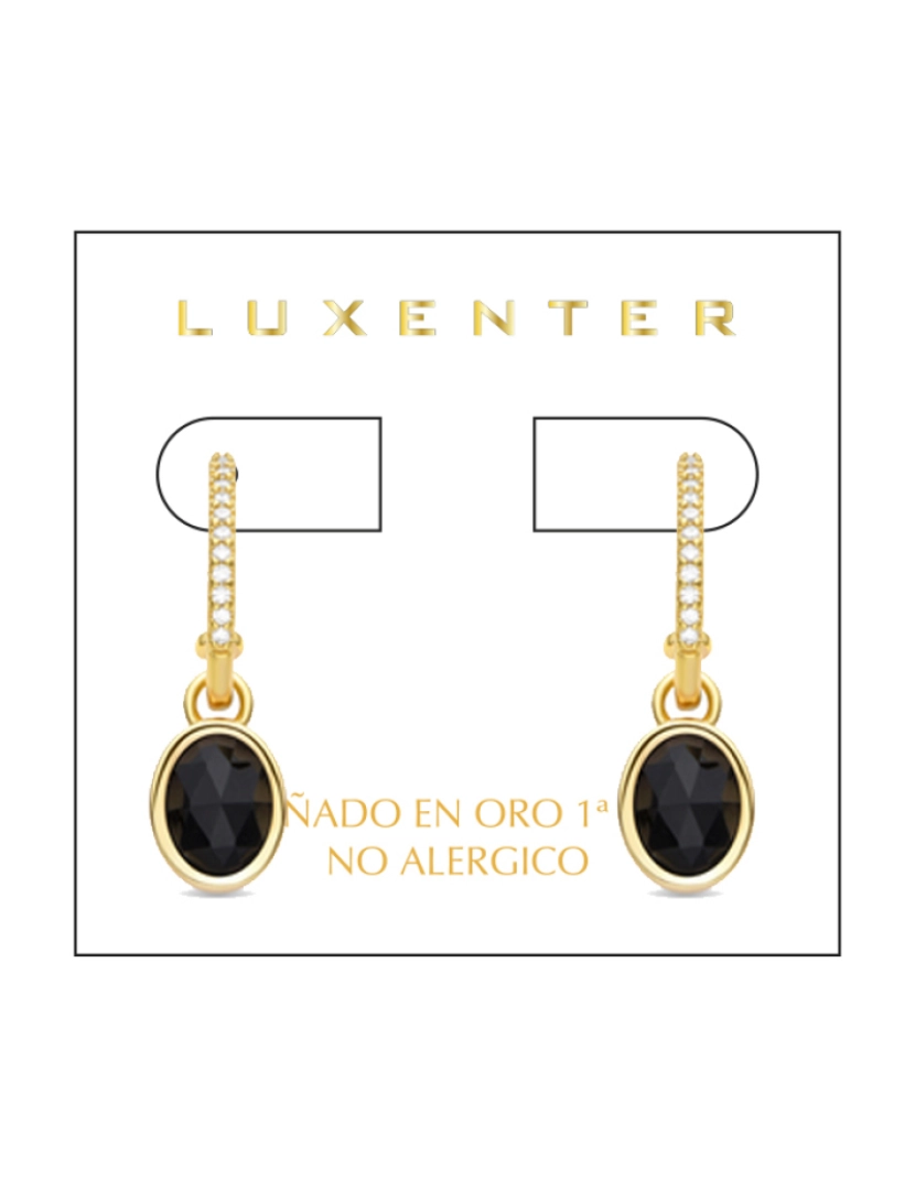 imagem de Brincos Luxenter Black Crystal com acabamento em ouro amarelo 18K - Nyahau3