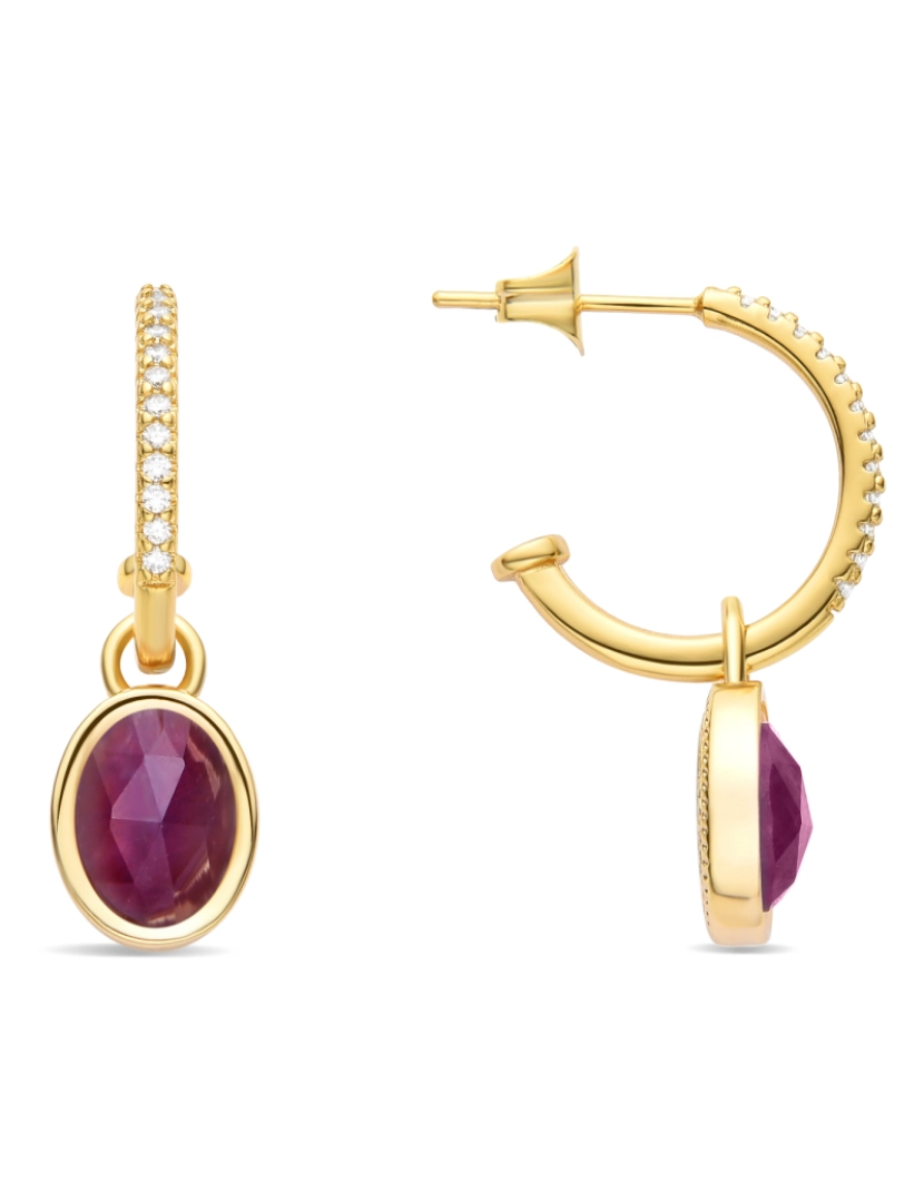 Luxenter - Brincos Luxenter Nyahau com cristal roxo com acabamento em ouro amarelo 18K