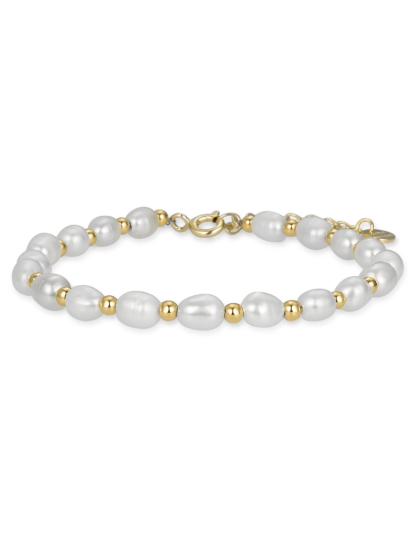 Luxenter - Pulseira Luxenter em prata de lei 925 com pérola branca com acabamento em ouro amarelo 18K - Zul