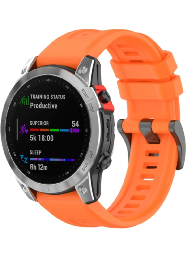 imagem de Bracelete silicone fecho metal para Garmin Fenix 7 Pro Sapphire Solar Laranja2