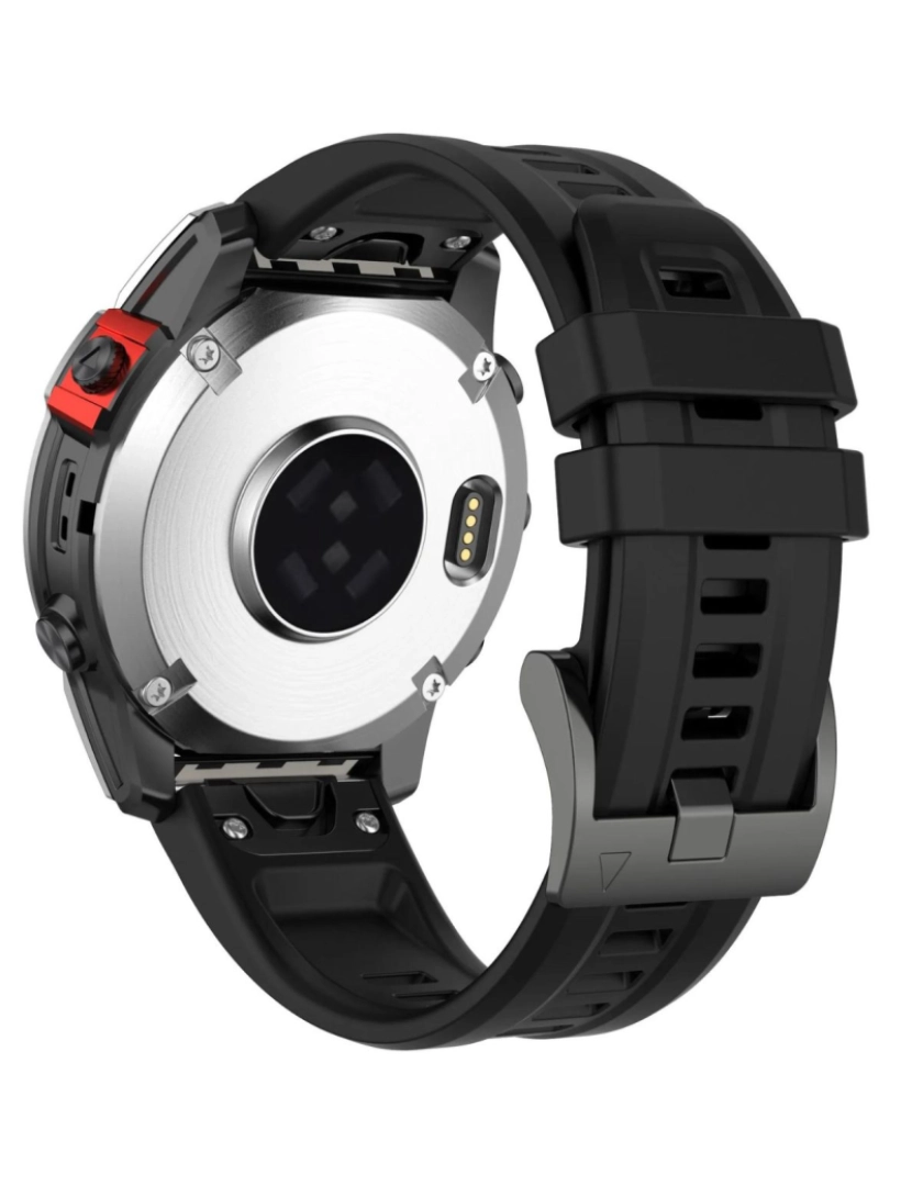 Antiimpacto! - Bracelete silicone fecho metal para Garmin Fenix 8S Preto