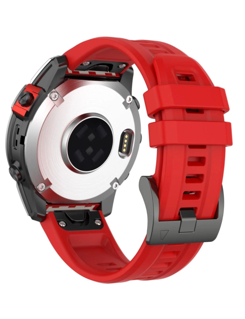 Antiimpacto! - Bracelete silicone fecho metal para Garmin Fenix 8S Vermelho