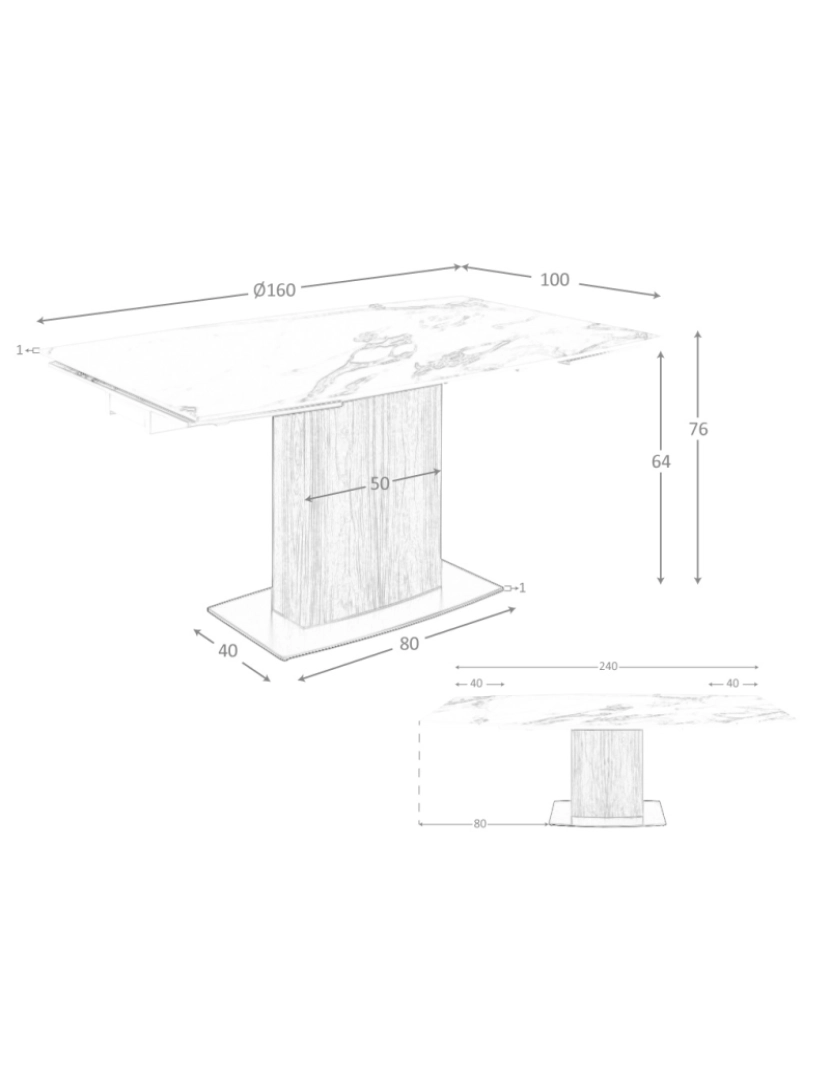 imagem de Mesa de jantar extensível barril oval mármore porcelânico5