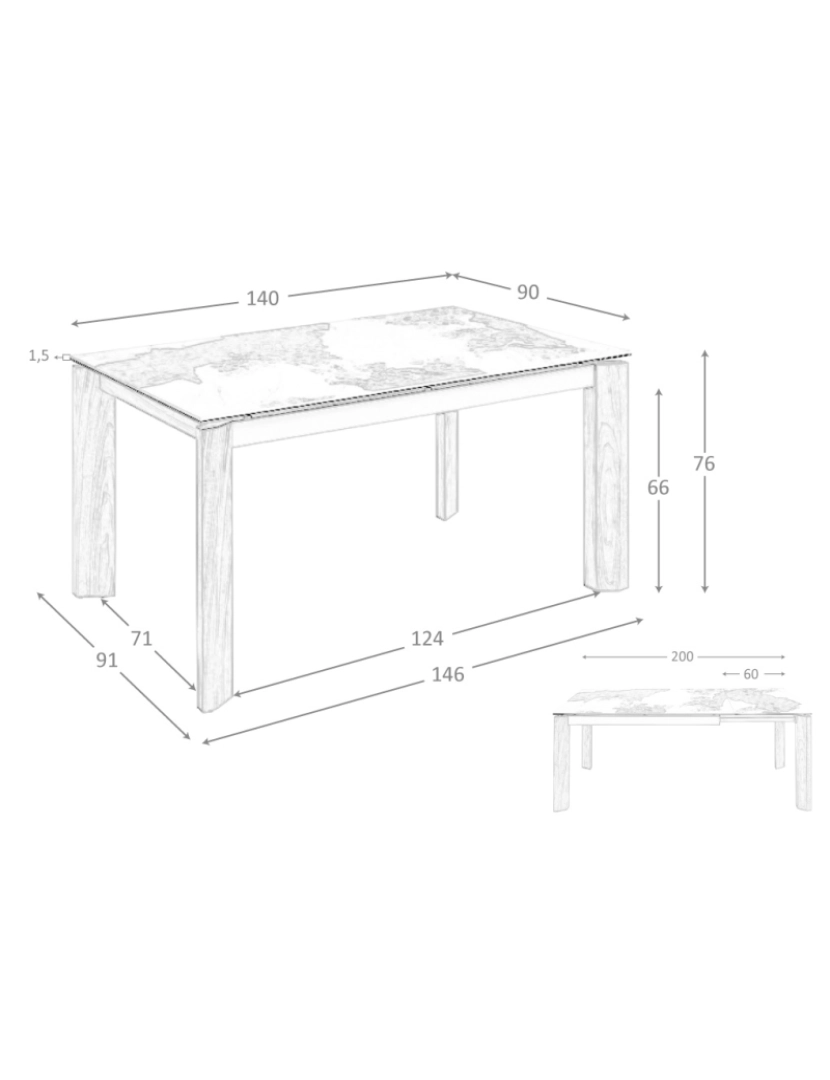 imagem de Mesa de jantar extensível retangular mármore porcelânico5