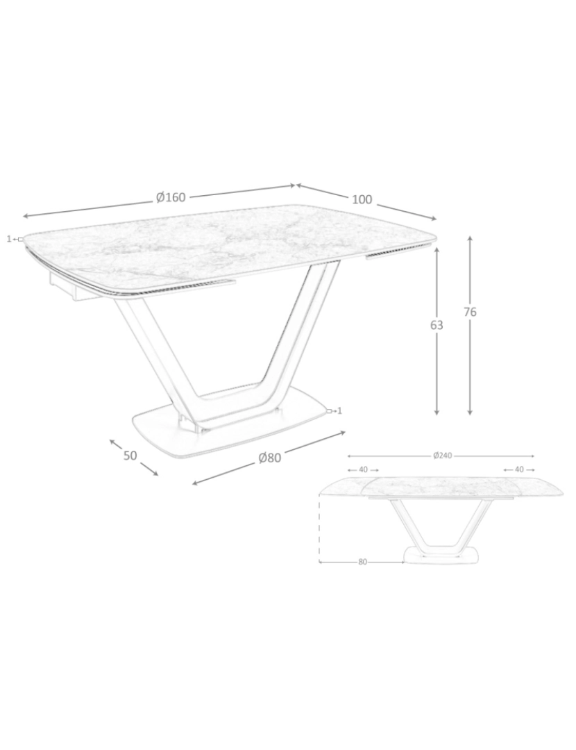 imagem de Mesa de jantar extensível barril oval mármore porcelânico5