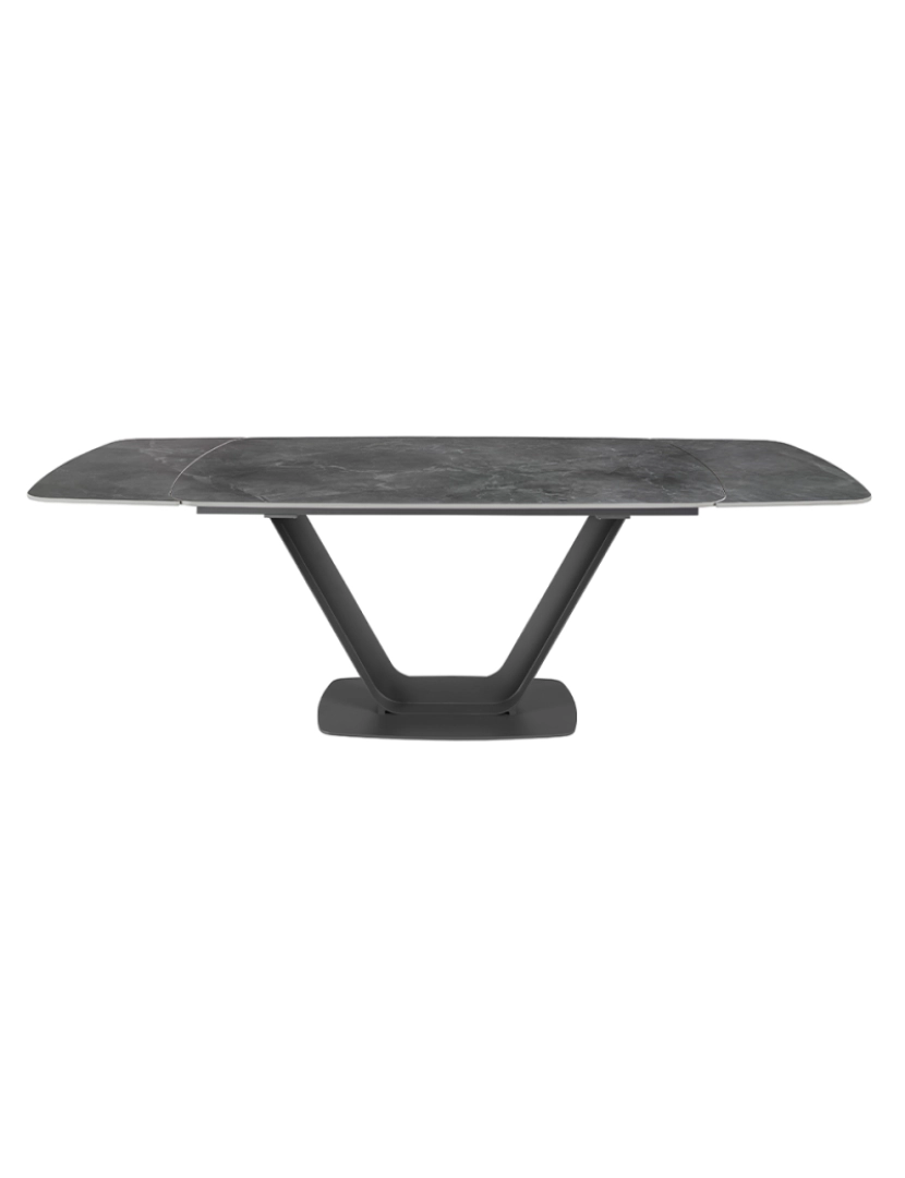 imagem de Mesa de jantar extensível barril oval mármore porcelânico6