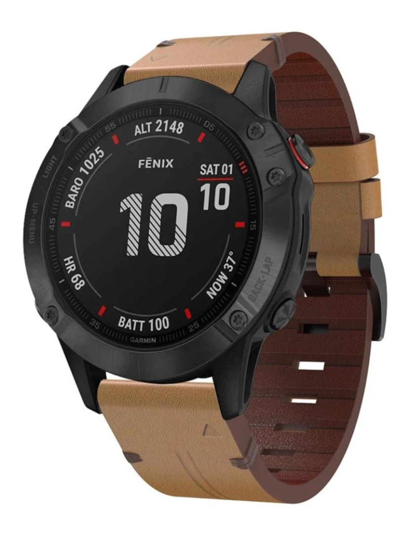 imagem de Bracelete em pele para Garmin Fenix 8S Castanho claro2