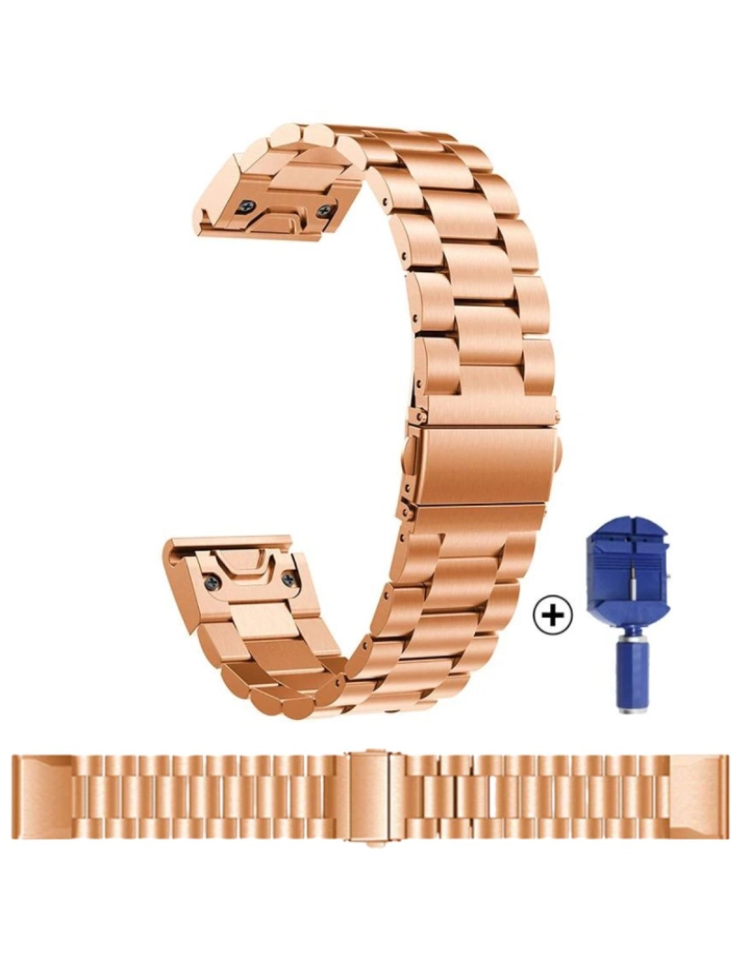 imagem de Bracelete em aço inoxidável para Garmin Fenix 8S Rose Gold3