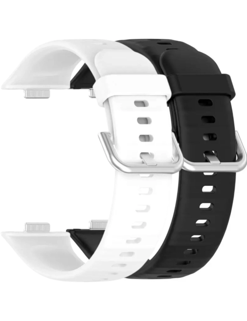 imagem de Pack 2x bracelete silicone fecho metal para Huawei Watch Fit 3 Branco e Preto1