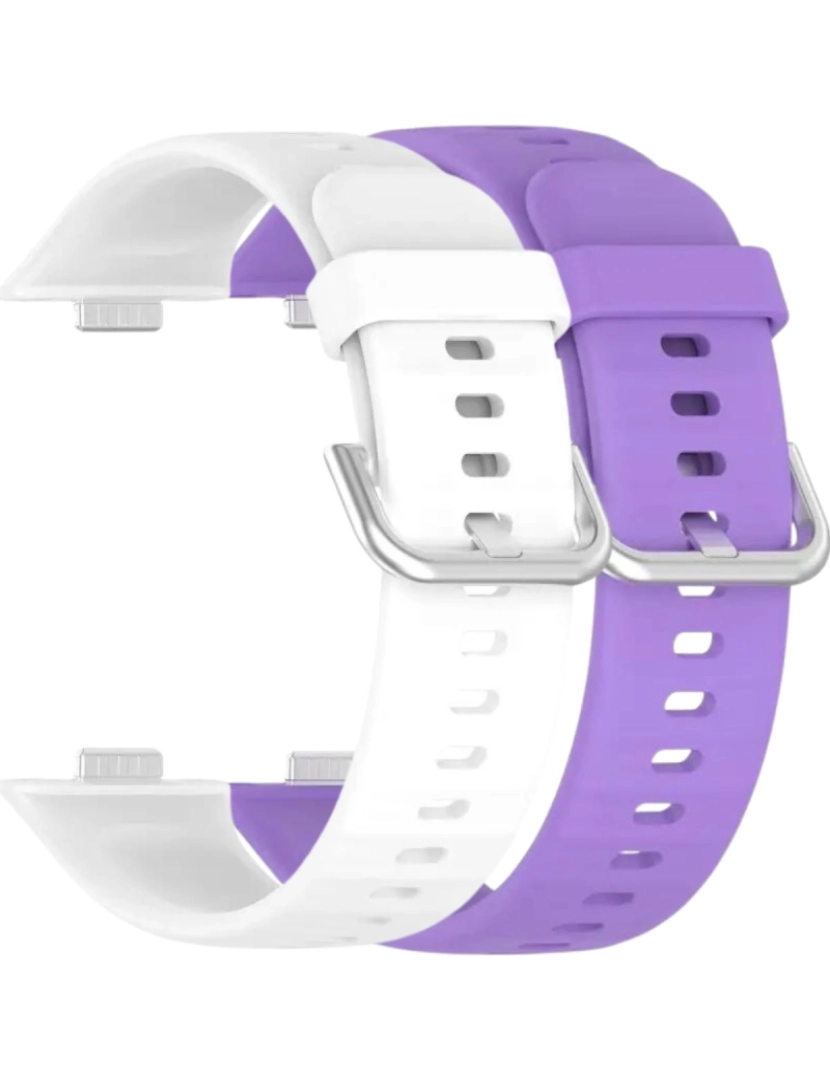 imagem de Pack 2x bracelete silicone fecho metal para Huawei Watch Fit 3 Branco e Roxo1