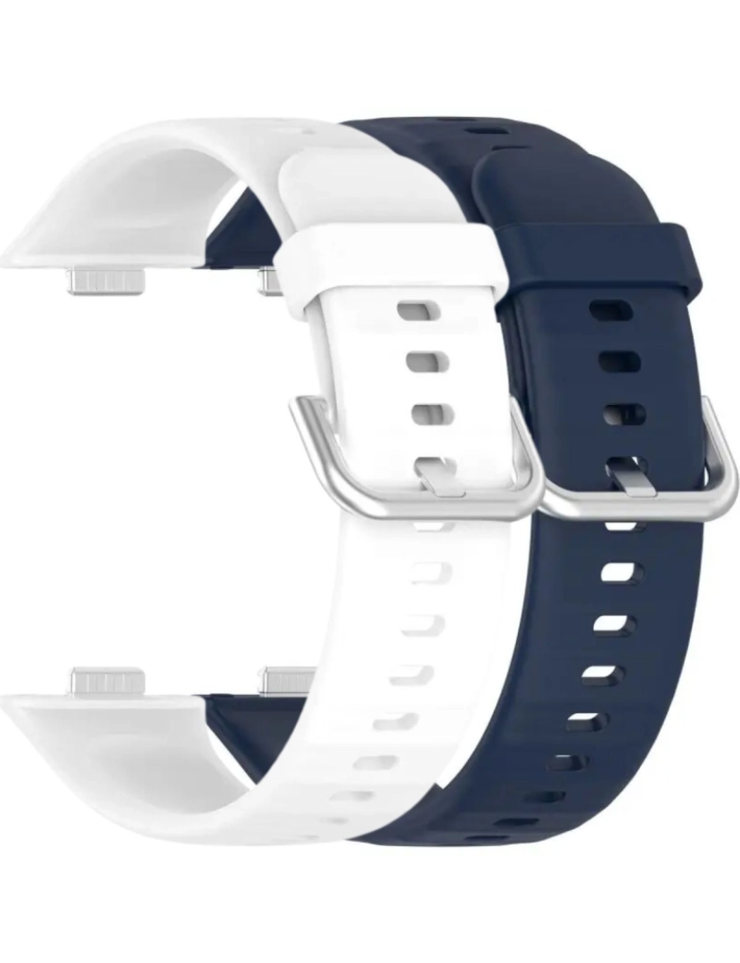 imagem de Pack 2x bracelete silicone fecho metal para Huawei Watch Fit 3 Branco e Azul Meia Noite1