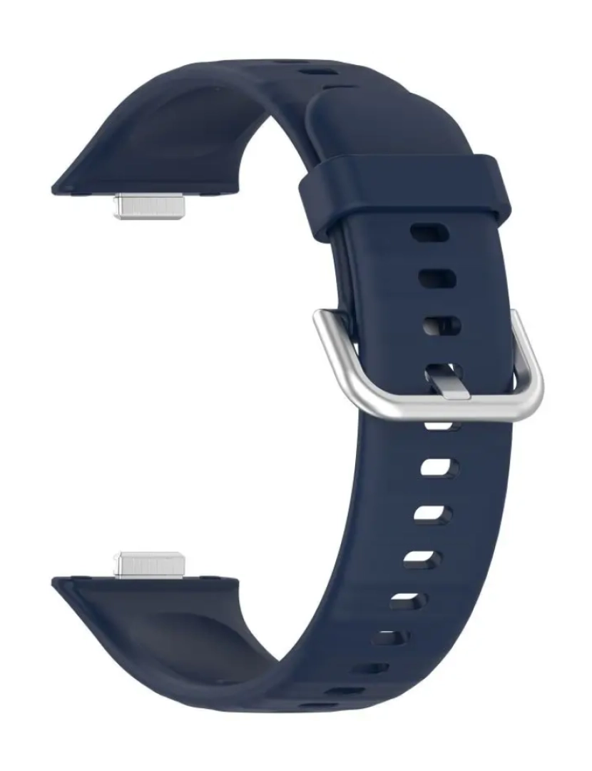 imagem de Pack 2x bracelete silicone fecho metal para Huawei Watch Fit 3 Branco e Azul Meia Noite3