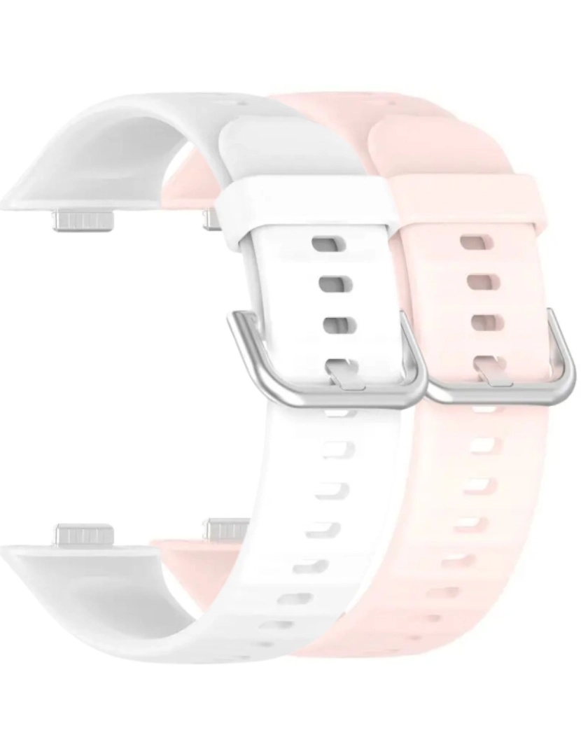 Antiimpacto! - Pack 2x bracelete silicone fecho metal para Huawei Watch Fit 3 Branco e Rosa