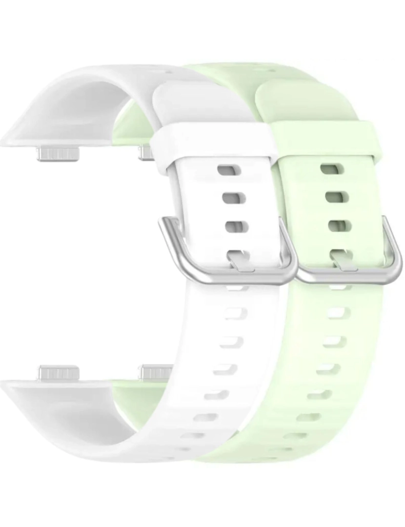 imagem de Pack 2x bracelete silicone fecho metal para Huawei Watch Fit 3 Branco e Verde Claro1