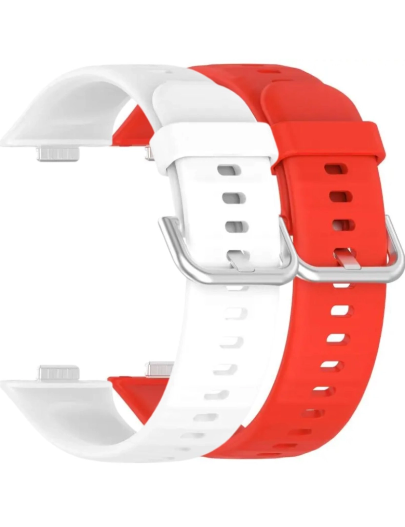 imagem de Pack 2x bracelete silicone fecho metal para Huawei Watch Fit 3 Branco e Vermelho1