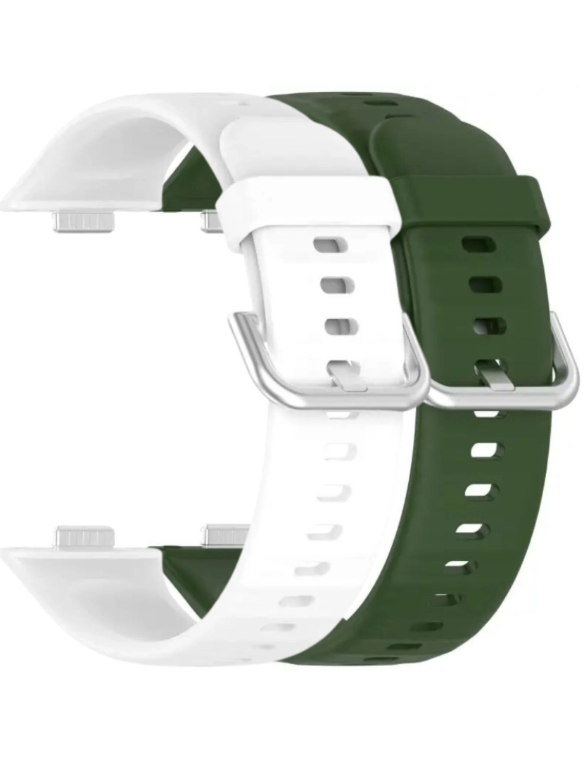 Antiimpacto! - Pack 2x bracelete silicone fecho metal para Huawei Watch Fit 3 Branco e Verde