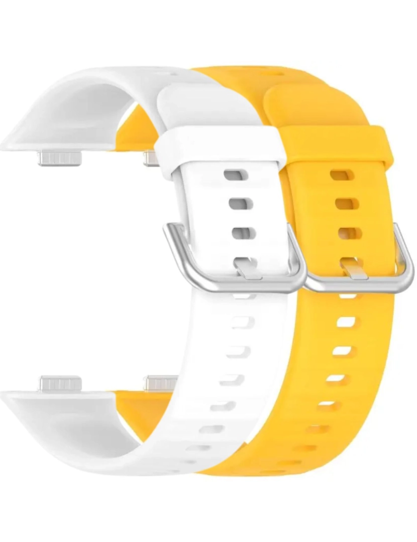 imagem de Pack 2x bracelete silicone fecho metal para Huawei Watch Fit 3 Branco e Amarelo1