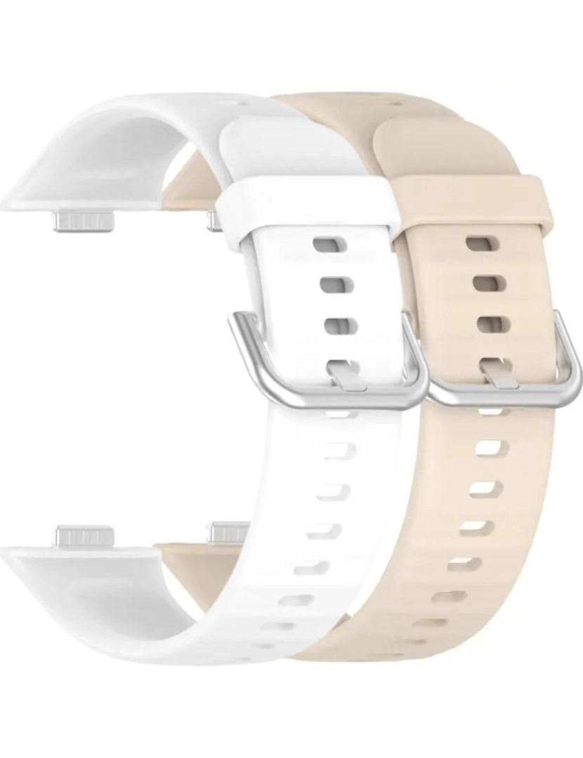 imagem de Pack 2x bracelete silicone fecho metal para Huawei Watch Fit 3 Branco e Marfim1