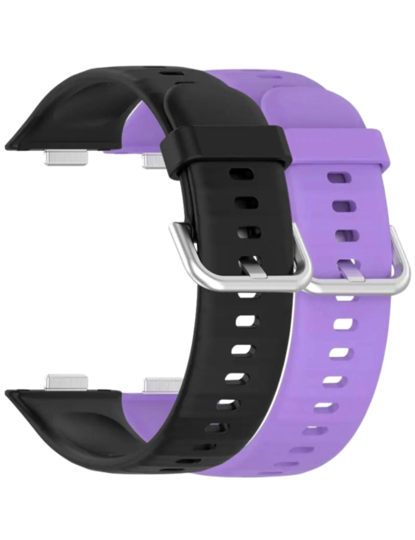 imagem de Pack 2x bracelete silicone fecho metal para Huawei Watch Fit 3 Preto e Roxo1