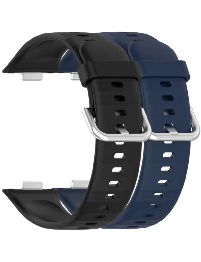 imagem de Pack 2x bracelete silicone fecho metal para Huawei Watch Fit 3 Preto e Azul Meia Noite1